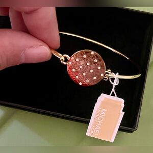 Michael Kors Heritage Monogram Disc Bangle Bracelet with Crystals